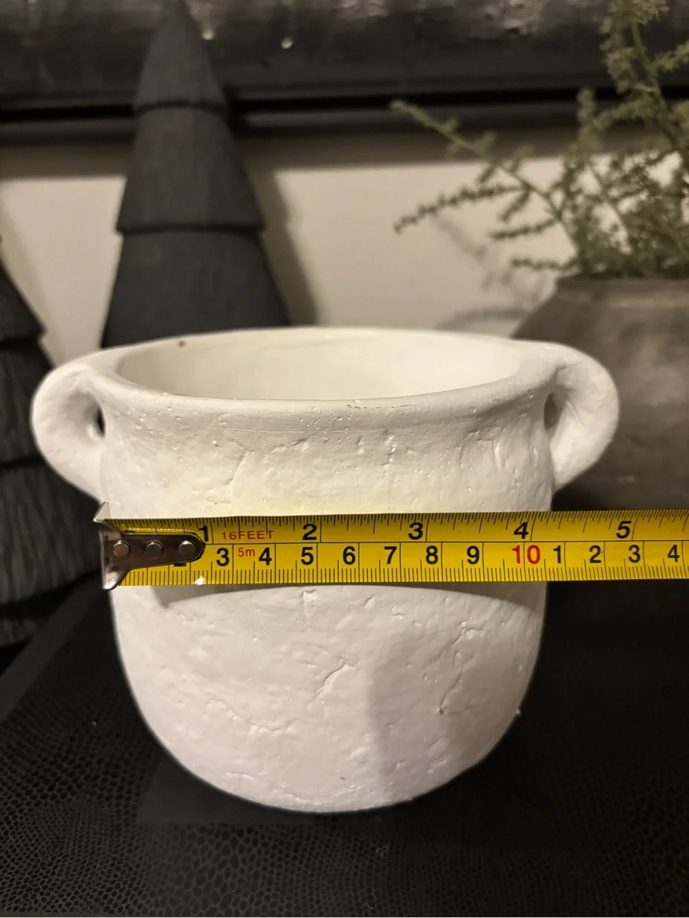 White Ceramic Two-Handled Decorative Pot- Large